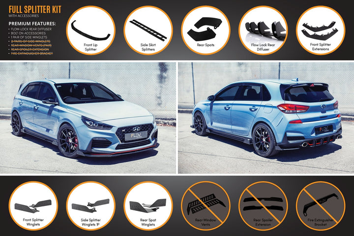 Flow Designs i30N Hatch PD (2018-2020) Full Lip Splitter Set [GLOSS BLACK]