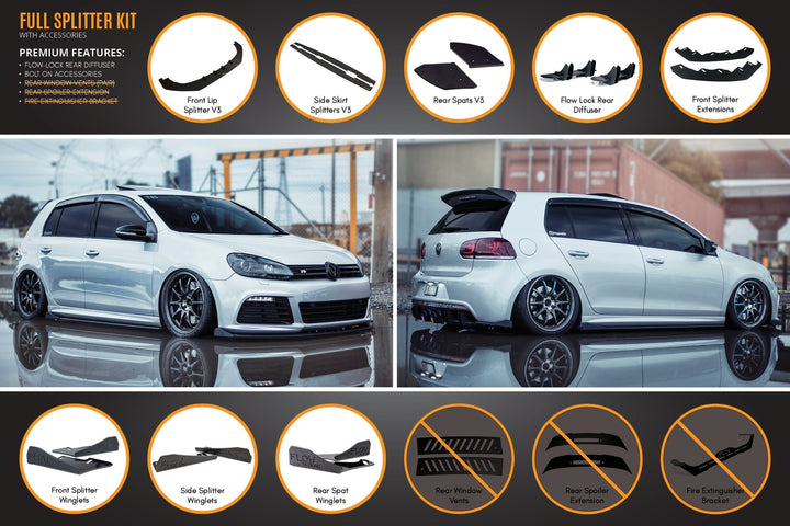 MK6 Golf R Full Lip Splitter Set