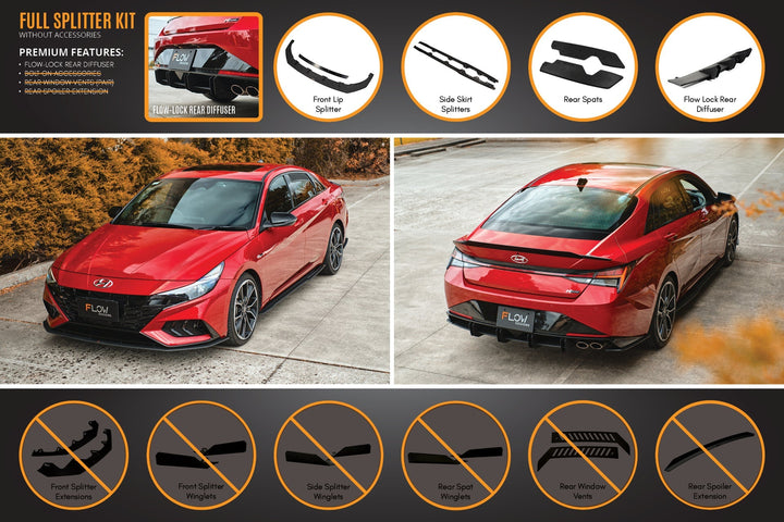 Flow Designs CN7 Elantra N Line Sedan (2020) Full Lip Splitter Set