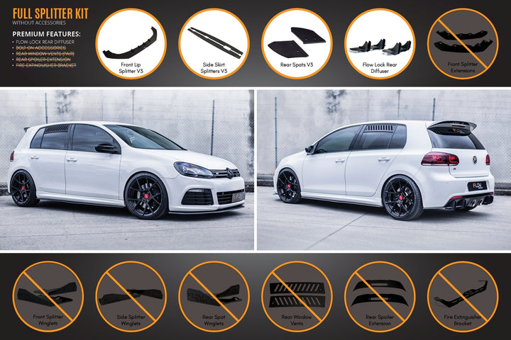 MK6 Golf R Full Lip Splitter Set