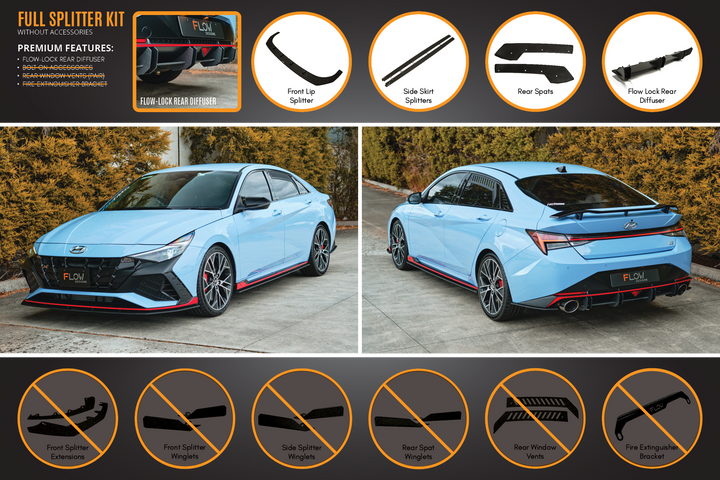 Flow Designs CN7 Elantra N Sedan (2021) Full Lip Splitter Set