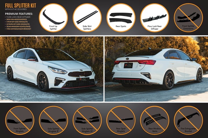 Flow Designs Cerato GT Sedan PFL Full Lip Splitter Set