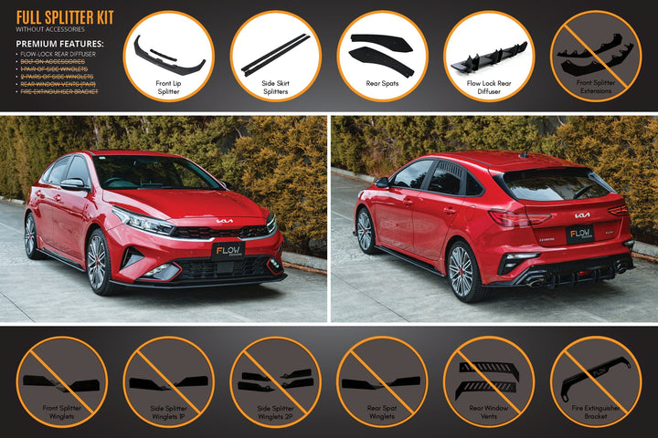 Flow Designs Cerato GT Hatch Facelift Full Lip Splitter Set