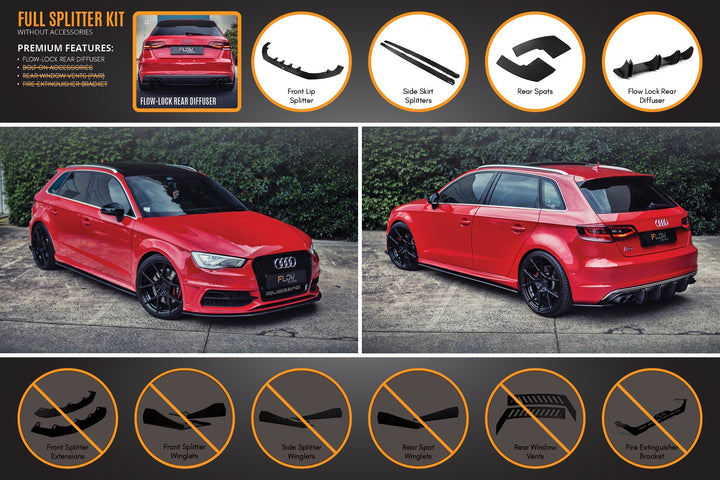 S3 8V (PFL) Sportback Full Lip Splitter Set