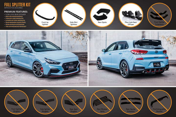 Flow Designs i30N Hatch PD (2018-2020) Full Lip Splitter Set [GLOSS BLACK]