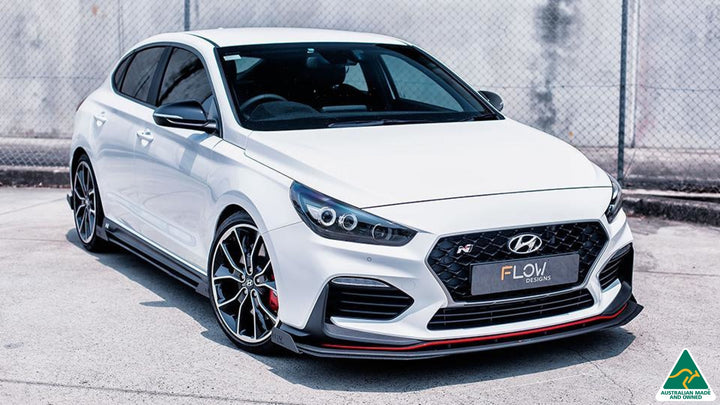 White Hyundai i30N Fastback Front Lip Splitter Extensions