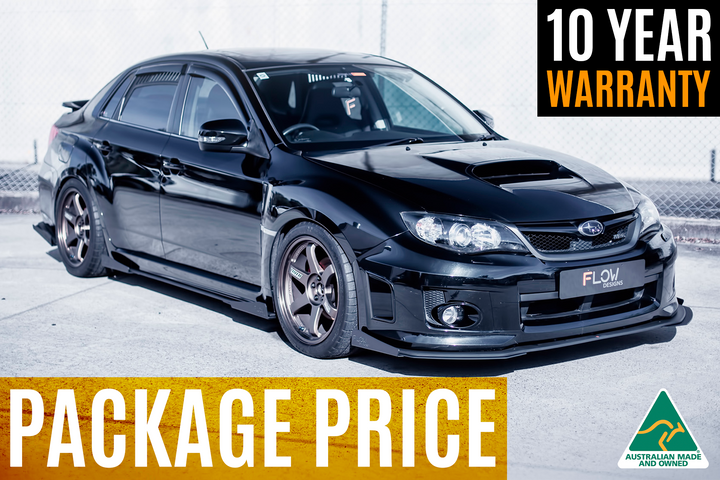 Flow Designs Full Lip Splitter Set For 2011-2013 Impreza G3 WRX/STI Sedan Wide Body